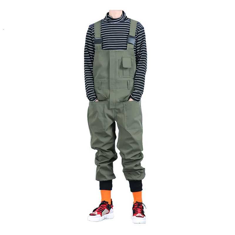 Sokotoo Mens Cargo Joggers Bib Overalls Loose Hip Hop Elastic Waist Jumpsuits Coveralls Army Green Black X250812