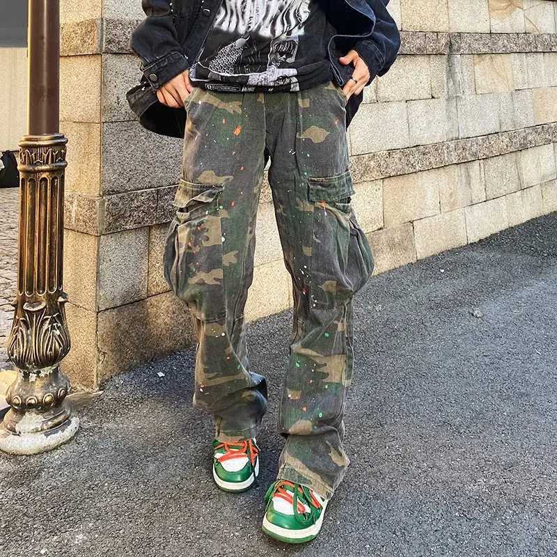 2022 New Fashion Camouflage Baggy Tracksuit Cargo Pants For Men Inkjet Side Pockets Sports Joggers Women Casual Loose Trousers X250812