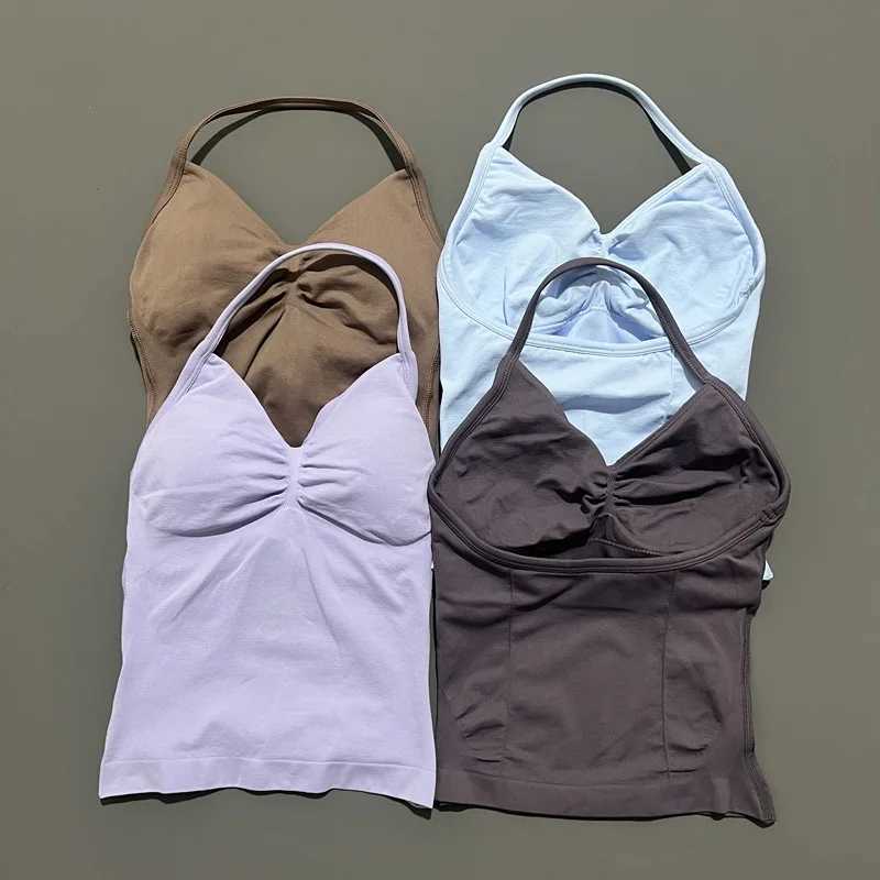 Longline Strappy Top Women Sports Bra Sleeveless Workout Crop Top Stretchy Fitness Activewear Breathable Vest Gym Tops Z250812