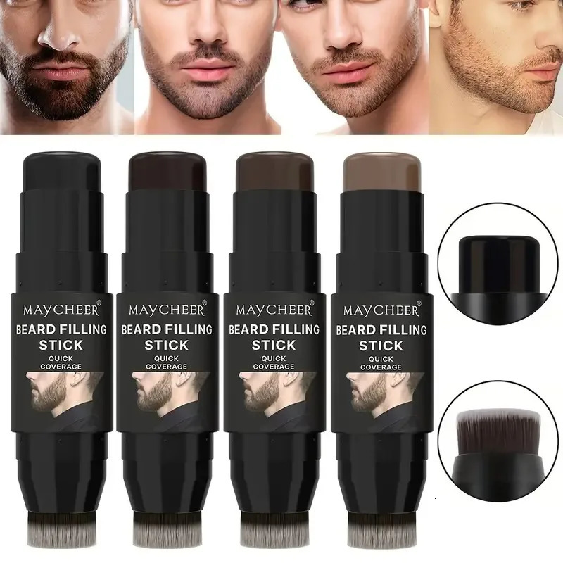 4 Colors Beard Pencil Filler for MenBeard Filling Stick And Brush 2in 1 for Moustache Hair Long Lasting Coverage Natural Finish 250809