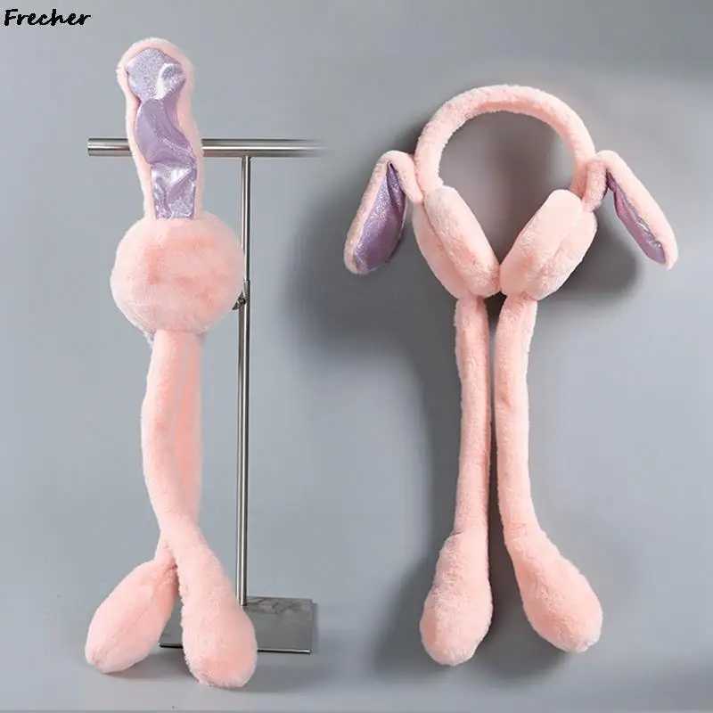 Rabbit Hair Hoop Bunny Movable Ear Hairband Plush Headdress Winter Headband With Moving Ears Cute Warm Long Earmuffs Adult Kids XJ250812