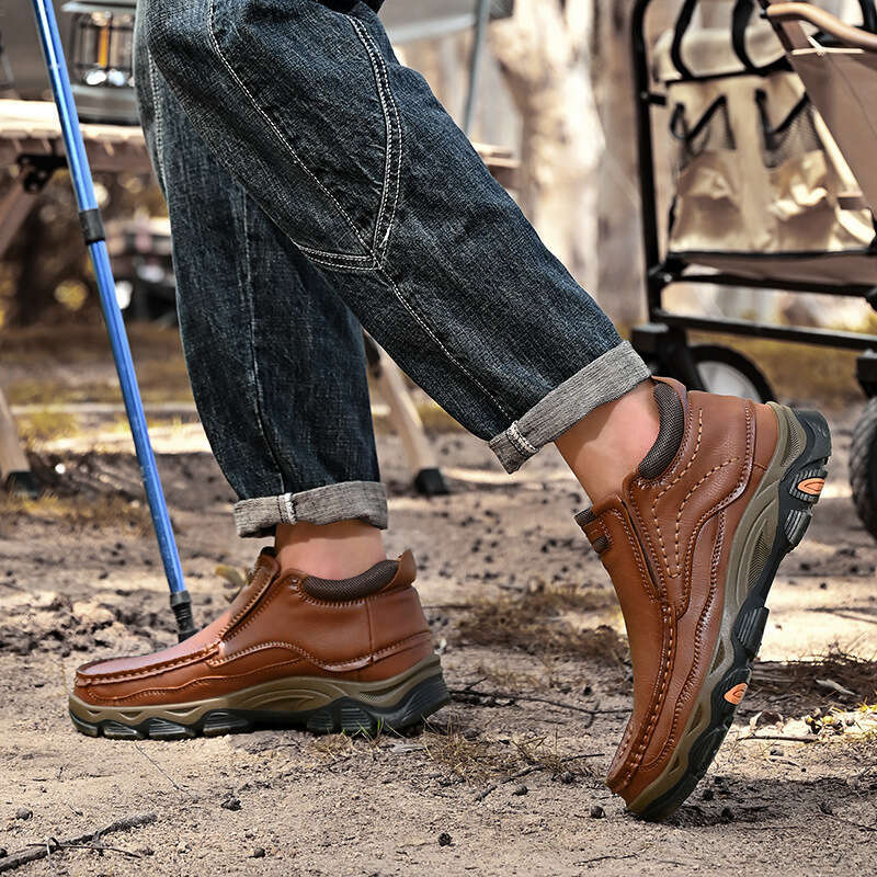 Large Size Thick Sole Wear-resistant Shoes Winter Leather Boots Men's Style