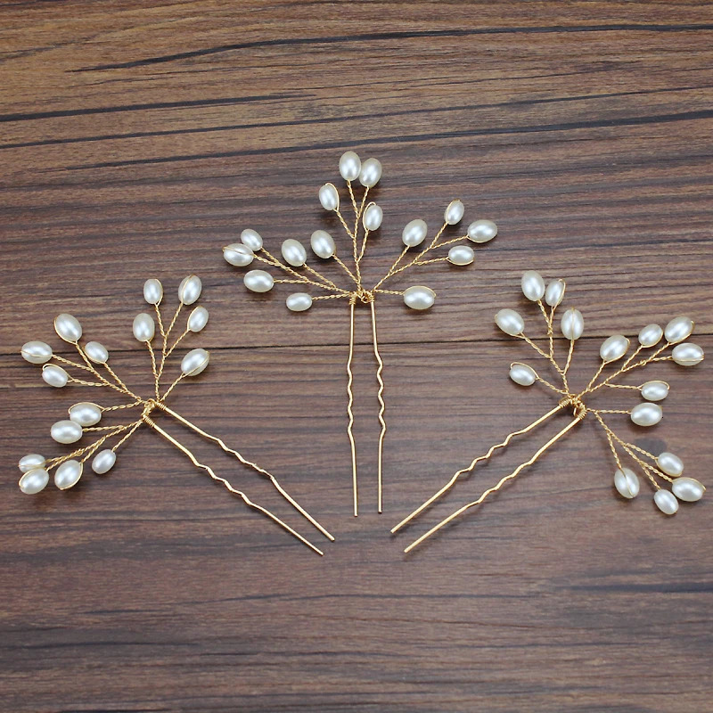 Silver Gold Color Handmade Simple Bride Hair Pin Pearl Vine Hairpin For Women Wedding Party Cute Accessories 250804