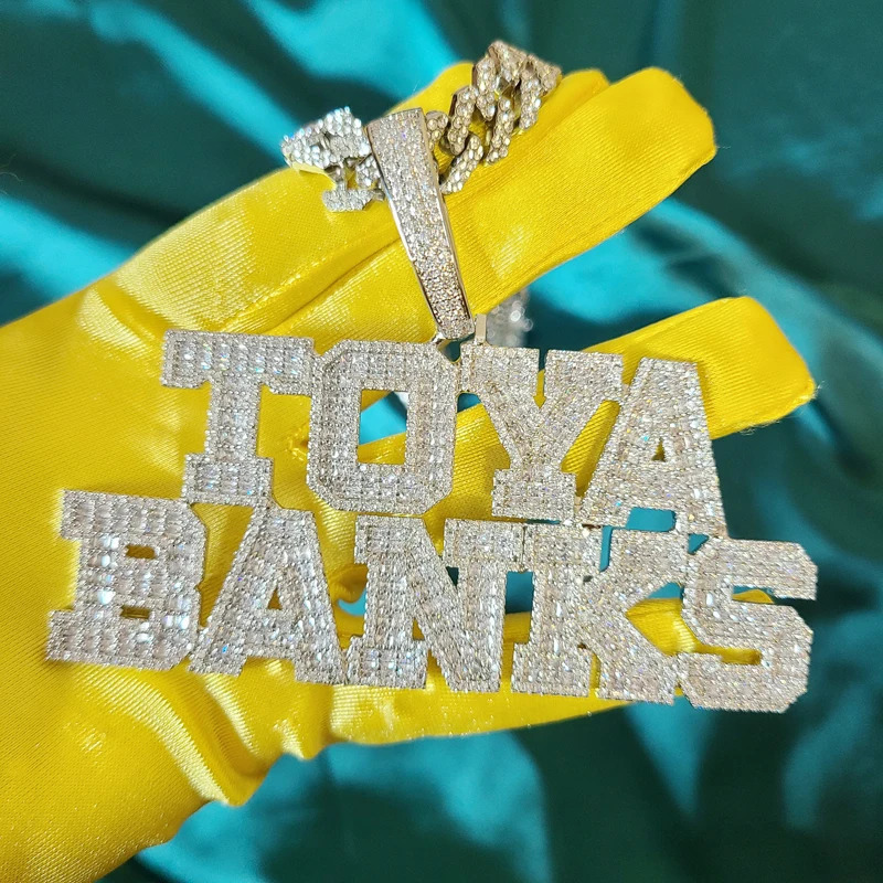 Custom Name Necklace Zirconia Letters With Big Hoop CubanChain Pendant For Men Women Hip Hop Jewelry 250807