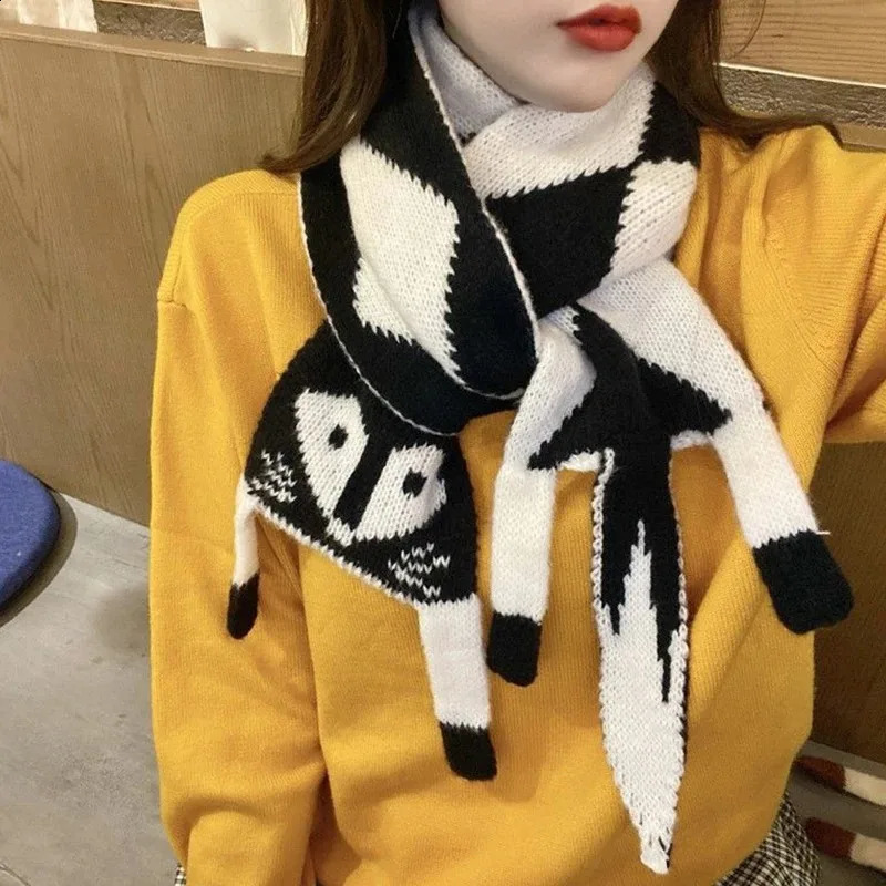 Childrens Cartoon Fox Scarf Mens and Womens Wool Scarf Warm Shawl Animal Scarf Cold Hat Small N Scarf Winter 250812