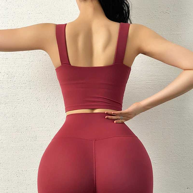 2022 Double-sided Matte Nude Feel Gathered Shock-proof Sports Vest Female Sling Deep U Back Vest Bra Z250812