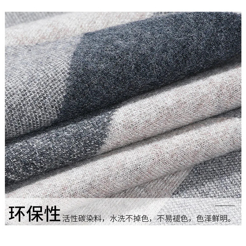 High Quality 100% Wool Scarf Men Autumn Winter Pure Wool Thick Warm Business Male Muffler Plaid Thermal Gents Wool Wraps 250812
