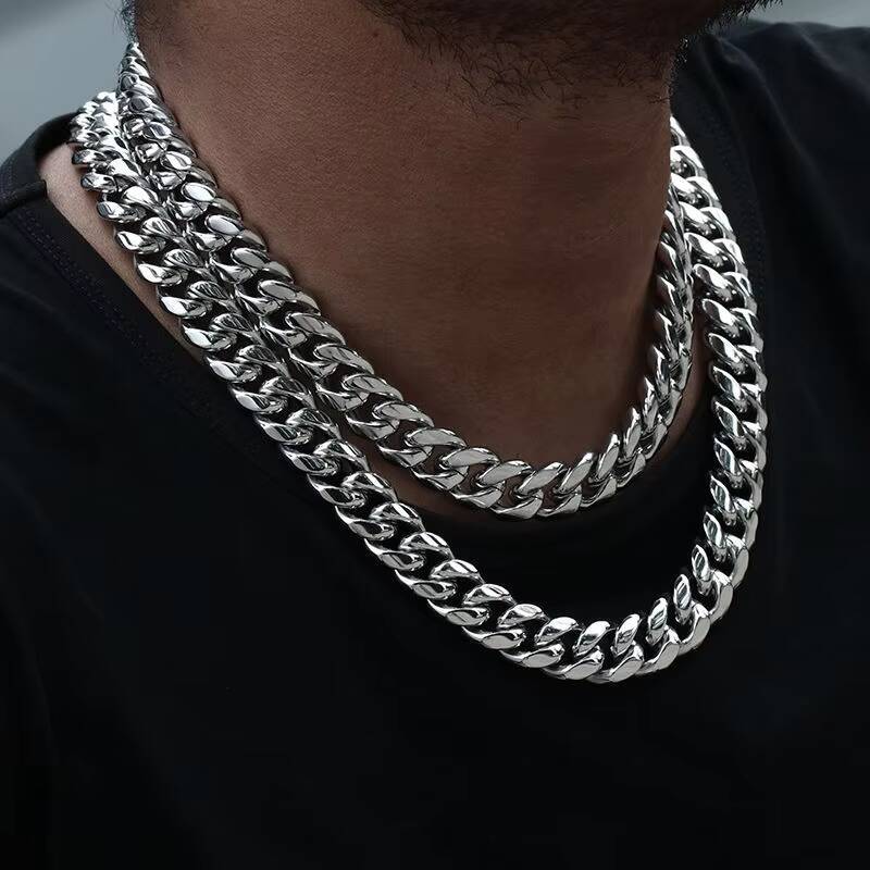 Wholesale Hip Hop Jewelry 18K Gold Plated 316L Stainless Steel Miami Cuban Link Curb Chain Necklace Bracelet for Men Women