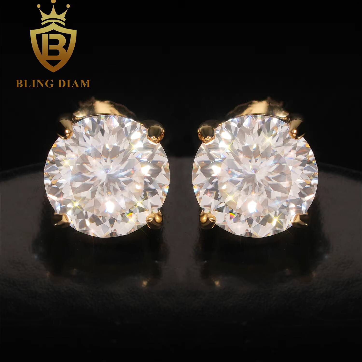 GRA Certificate 8mm Birds Nest Cut Moissanite Diamond Earrings 925 Sterling Silver Hip Hop Stud Earrings Set