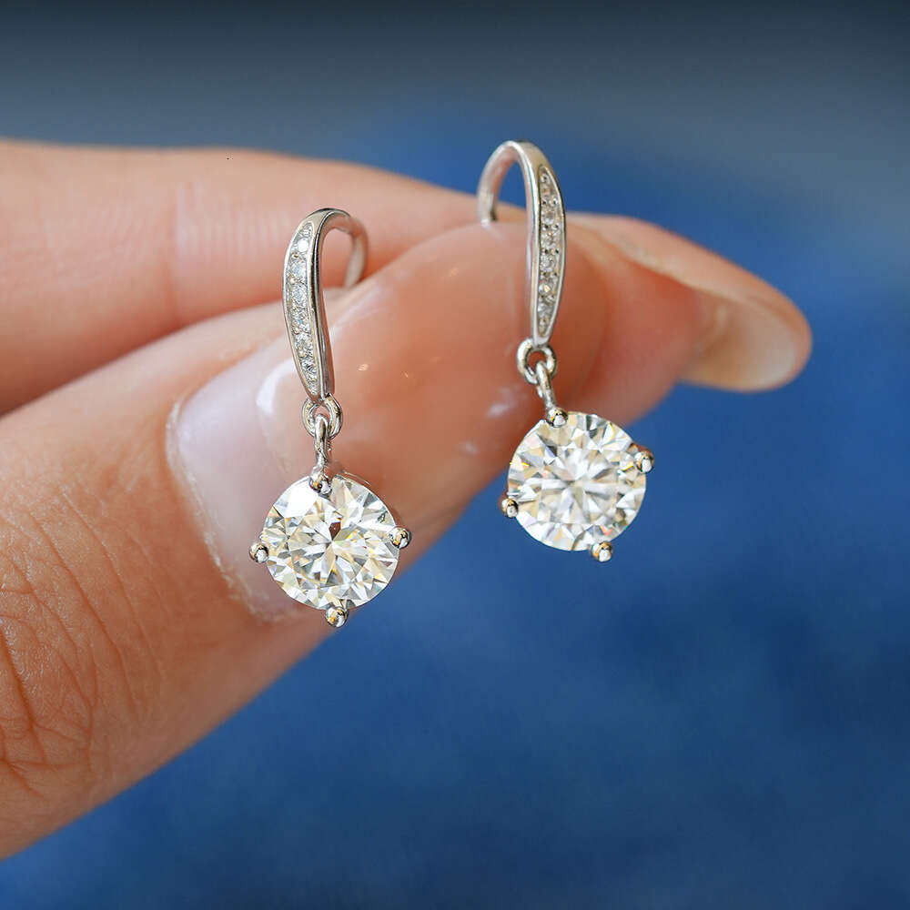 Sier for Women Six-Claw Designer Stud Elegant Simple Moissanite Gift Ear Jewelry Tassel Jewelry Earrs Designer Live Stream