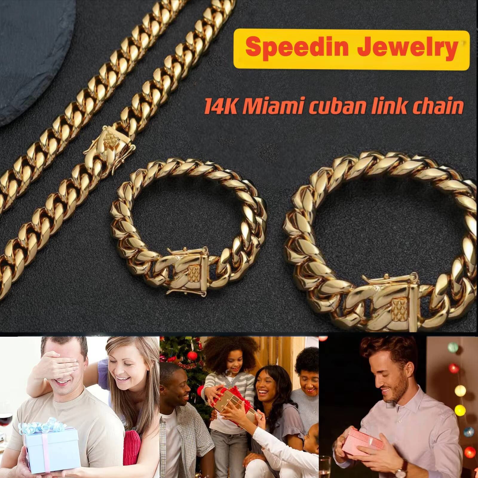 18k 14k Gold Plated Handmade Plain Stainless Steel Figaro Cuban Miami Link Women Men Fashion Jewelry Chain Bracelets Necklaces