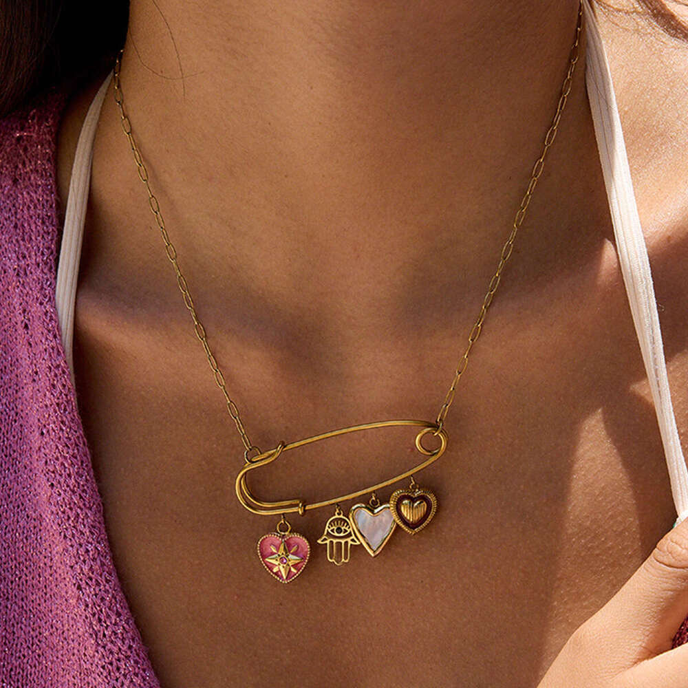 Stainless Paperclip Heart Necklace for Jewelry Women, Light High-end Clavicle Designer Chain, Non-fad Titanium Steel Jewelry