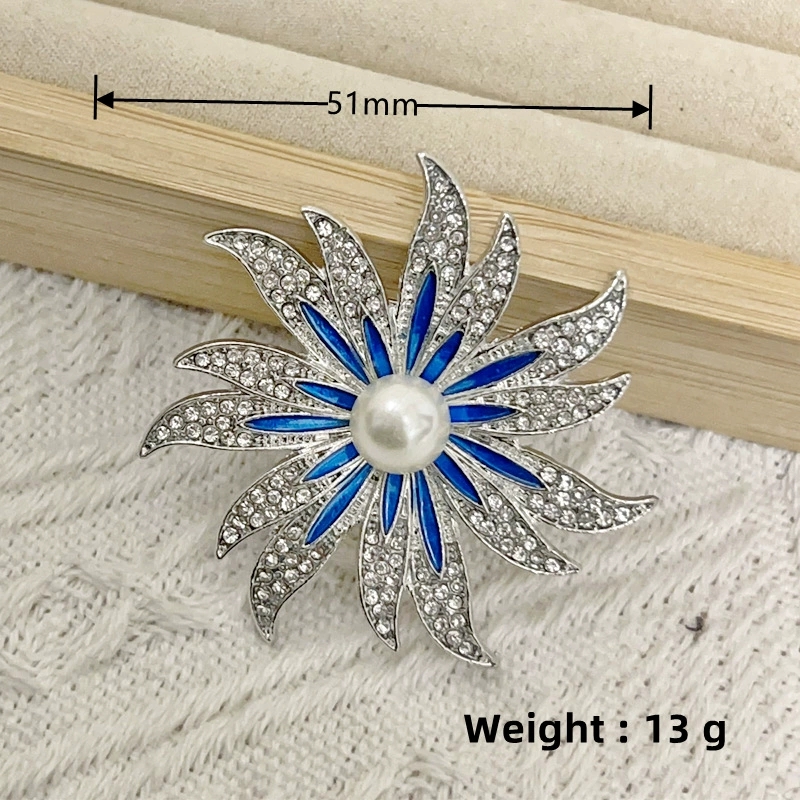 Luxurious Pearled Sunflower Coat Brooch & Fixed Clothes Button for Stylish Ensembles