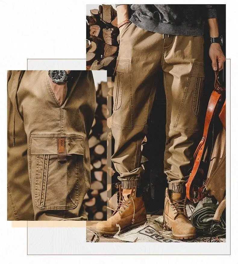 New Classic Vintage Loose Elastic Waist Casual Pants for Men Spring Autumn Workwear Heavy-duty Retro Khaki Cargo Harem Trousers X250812