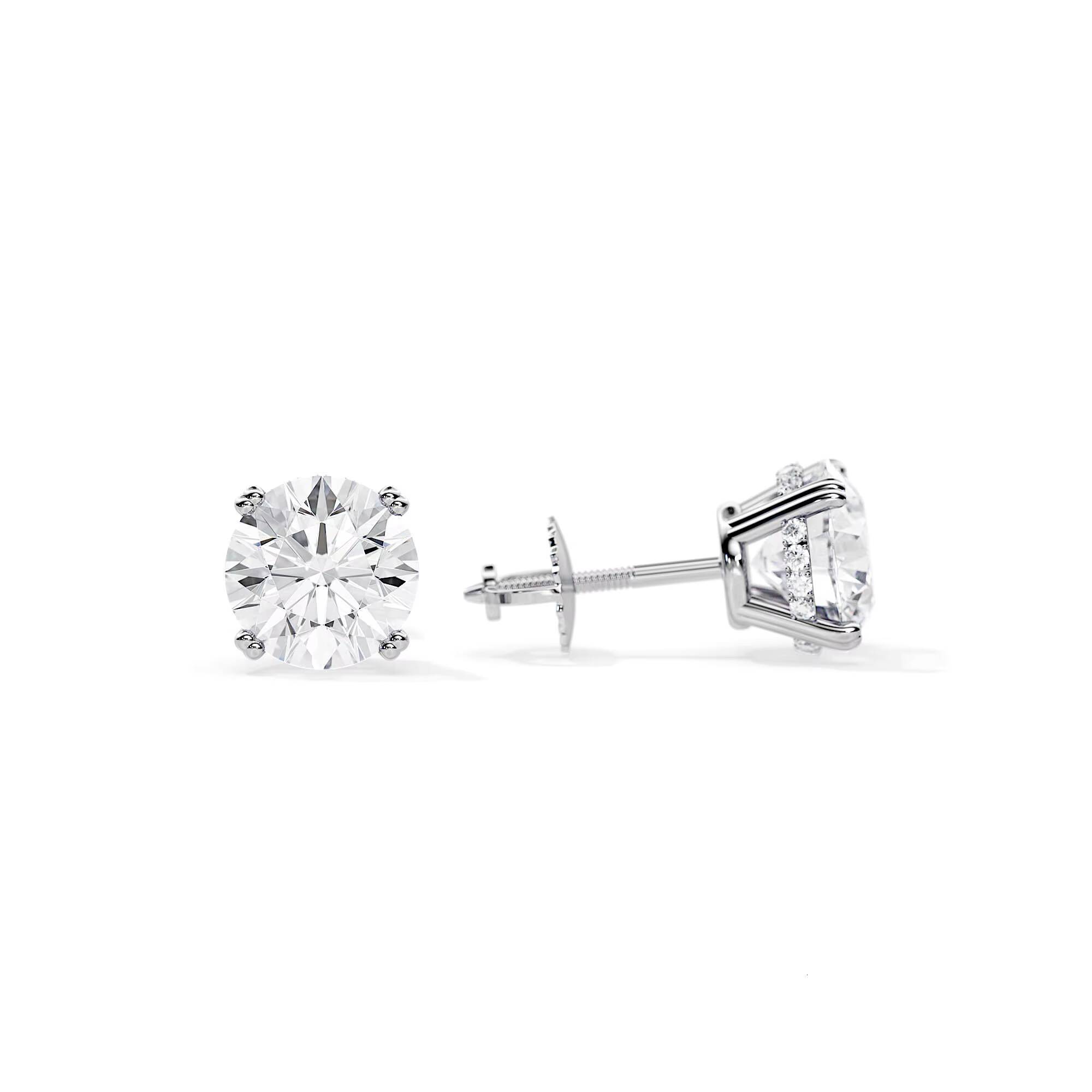 18k White Gold Diamond Stud Earrings Lab Grown Diamond Earrings Lab Grown Diamond Jewelry