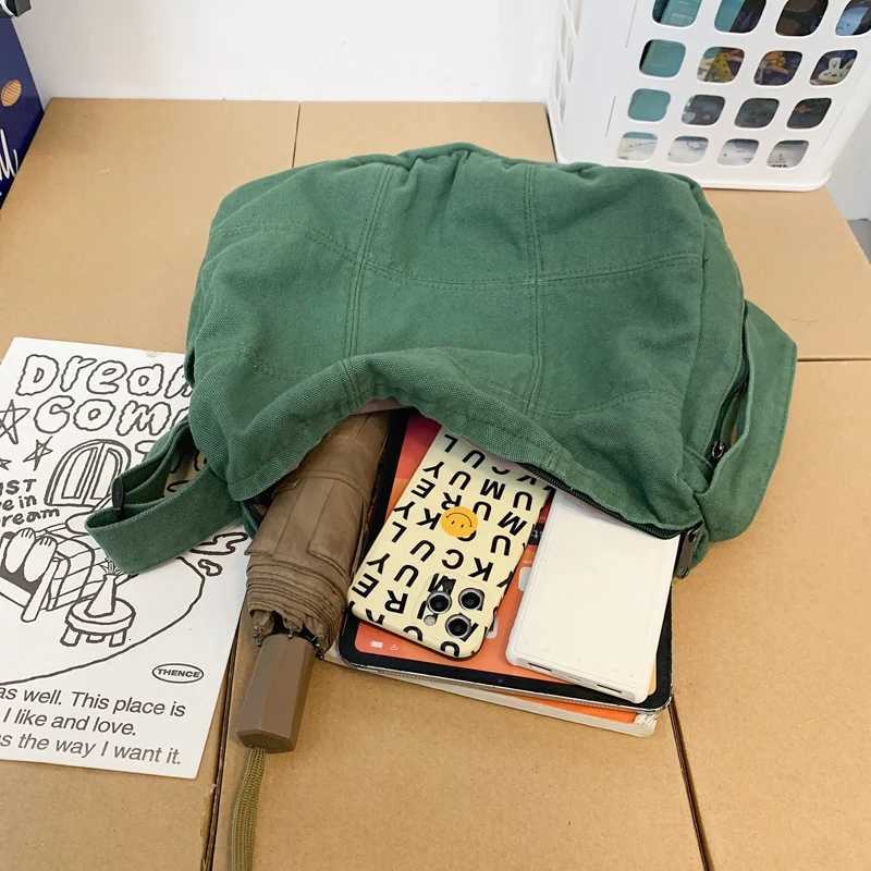 2022 Winter New 100% Cotton Shoulder Bags Solid Black Canvas Packages Unisex Large Capacity Leisure or Travel Crossbody Bag Z250812