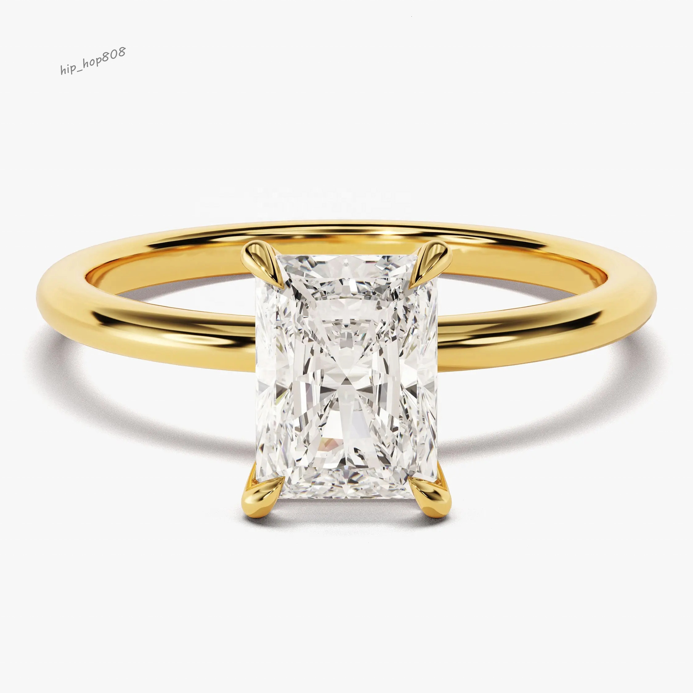 Speedin Jewelry Luxury Radiant Cut 14k Gold 4-Prong Ring 1ct D VVS VS Engagement Lab Diamond Ring