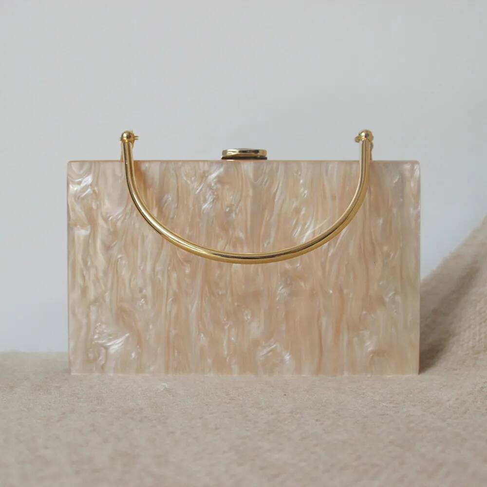 New Fashion Accessory Women Beige Acrylic Candy Solid Dinner Handbag Woman Wedding Evening Bag Trendy Party Box Clutch Purse
