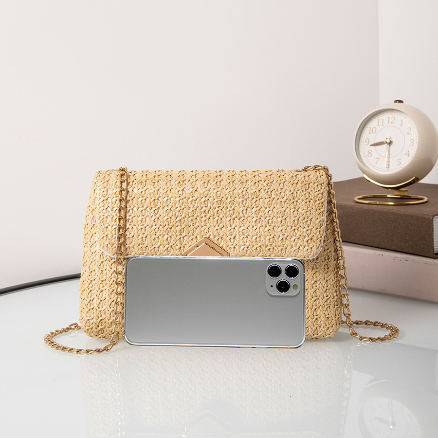 2025 Autumn New women s Shoulder Bag Straw Woven Women s Bag Diamond Lock Simple Chain Bag Autumn New Designer bag Bag New Fashion Trend Women s Cross