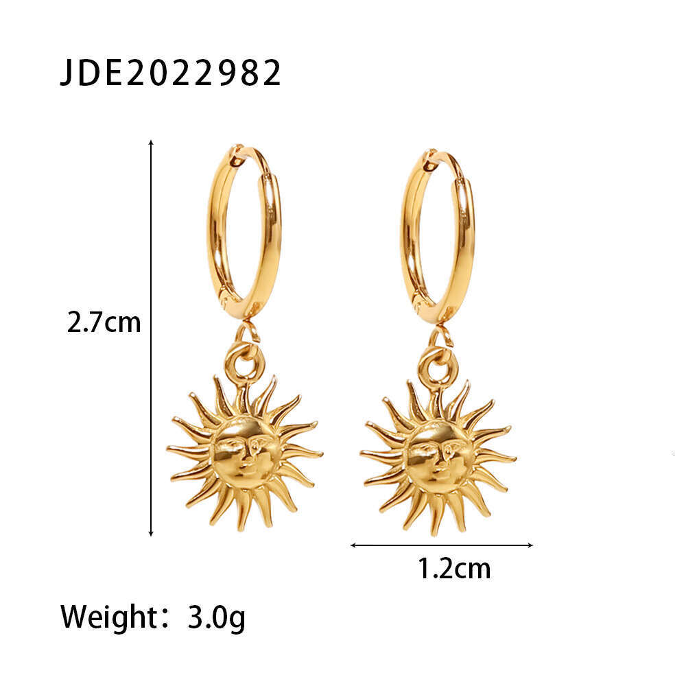Jewelry INS Style Titanium Steel Gold Sun Designer Pendant Hoop Earrs Jewelry for Women