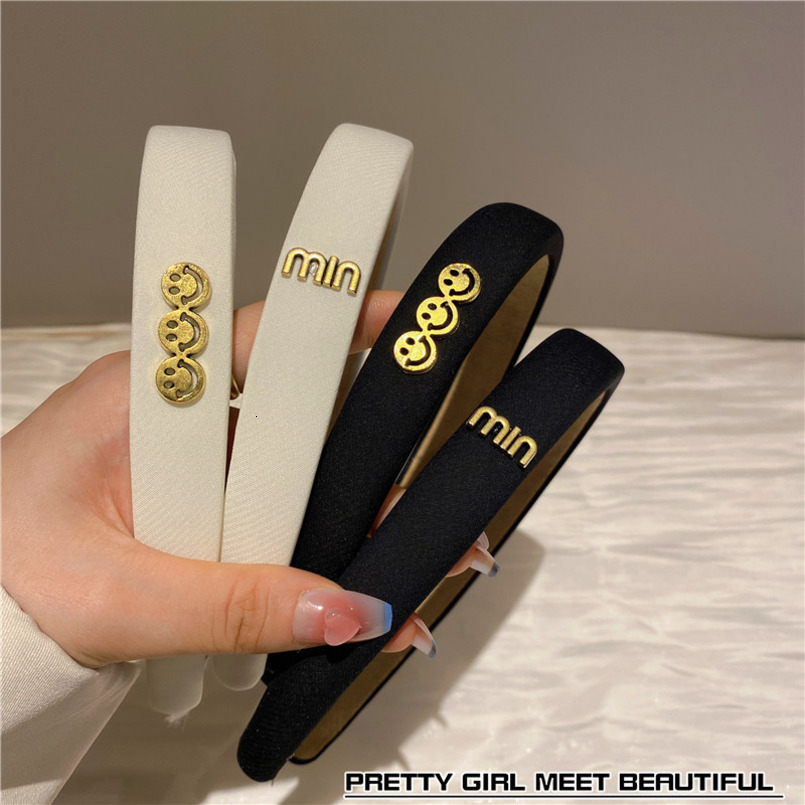 Smiley Letter Twill Fabric French Style Hairband Internet Celebrity New Face Washing Hair Clip Press Headband