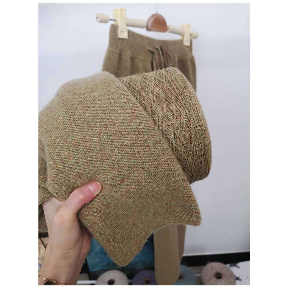 Autumn Winter Wool Knitted Wide Leg FEMALE Drooping Feels Straight Tube Leisure Tall Waist Outside Wear Trousers 20250811