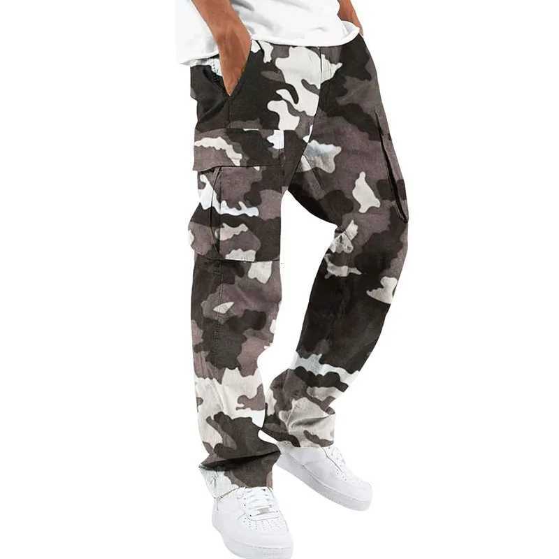 New Large Pocket Loose Overalls Mens Outdoor Sports Jogging Tactical Pants Elastic Waist Casual Work Pants camouflage pants W250812