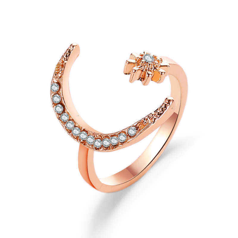 Crescent Fashion Ethnic Style Star Moon Index Finger Open Ring