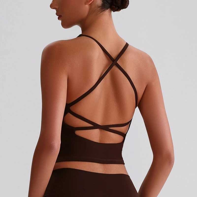 Cross Straps Sports Bra High Impact Fitness Bra Women Gym Crop Tank Top Workout Bralette Push-up Underwear With Chest Pad Z250812