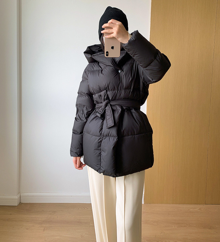 Jiangnan Style 2024 Winter New Short Waist-Cinching Hooded Down Jacket for Women White Duck Down Belted Slimming Coat for Women 241122