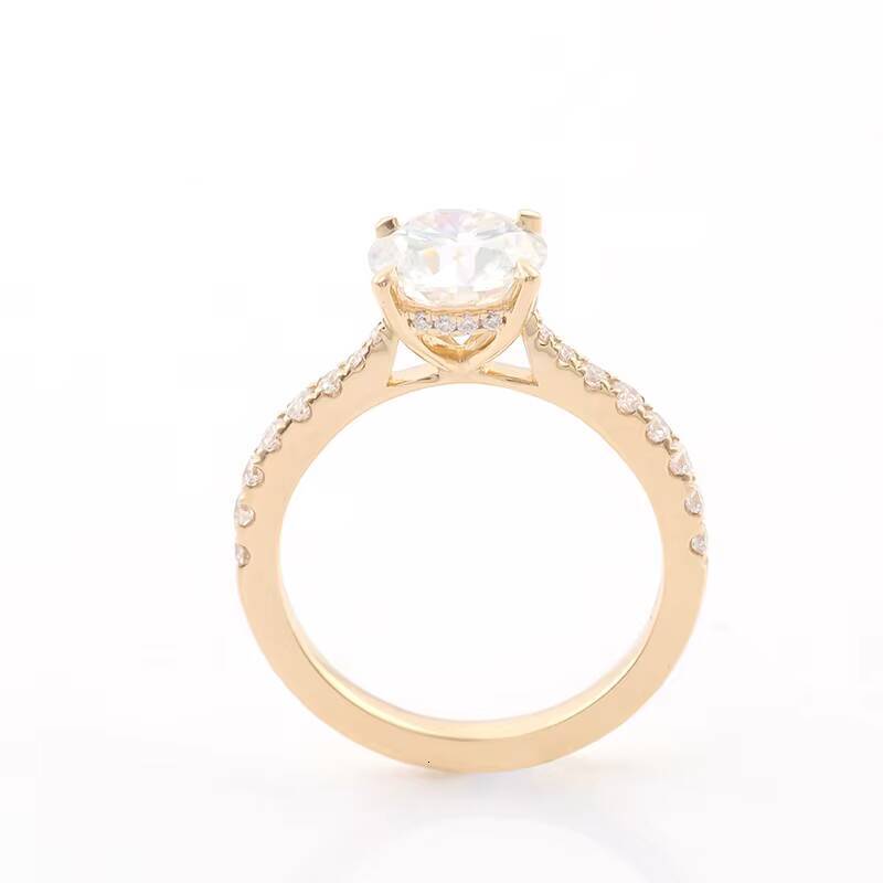 Gia IGI Certified Diamond Lab Grown Women 18K Pure Gold Round Cut Wedding Moissanite Diamond Ring