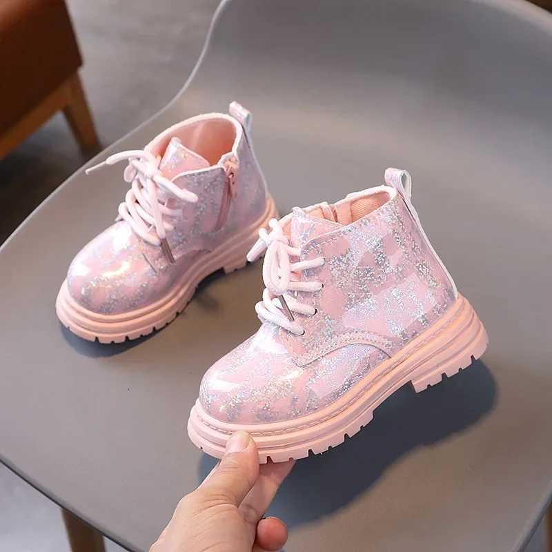 New Kids Boots Winter Children PU Leather Shoes Baby Girls Fashion Flat Boots Lightweight Waterproof Single Boots XJ250812