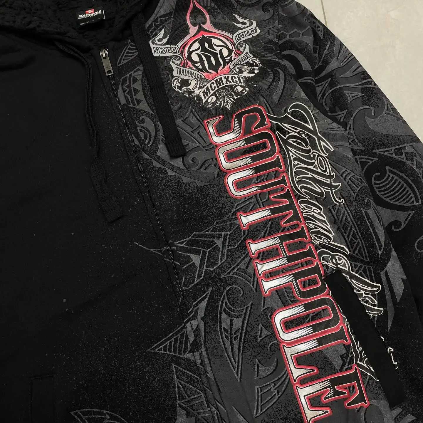 South Pole New Y2k Street Fashion Oversized Print Sweater Hoodie Men Harajuku Retr Hip Hop Popular Casual Sports Hooded Sweater Y250811