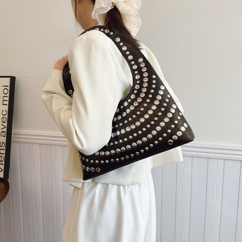 Punk Style Heavy Rivet Handbag Shoulder New Large Capacity Women's Underarm Bag