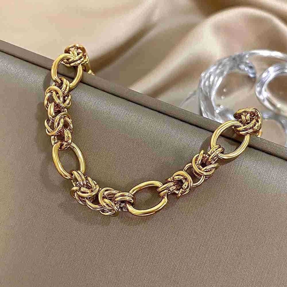 316L Stainless Steel Twisted Bracelets Bangles for Women Trendy Chunky Gold Plated Wrist Chain Bracelet Waterproof Jewelry U250812