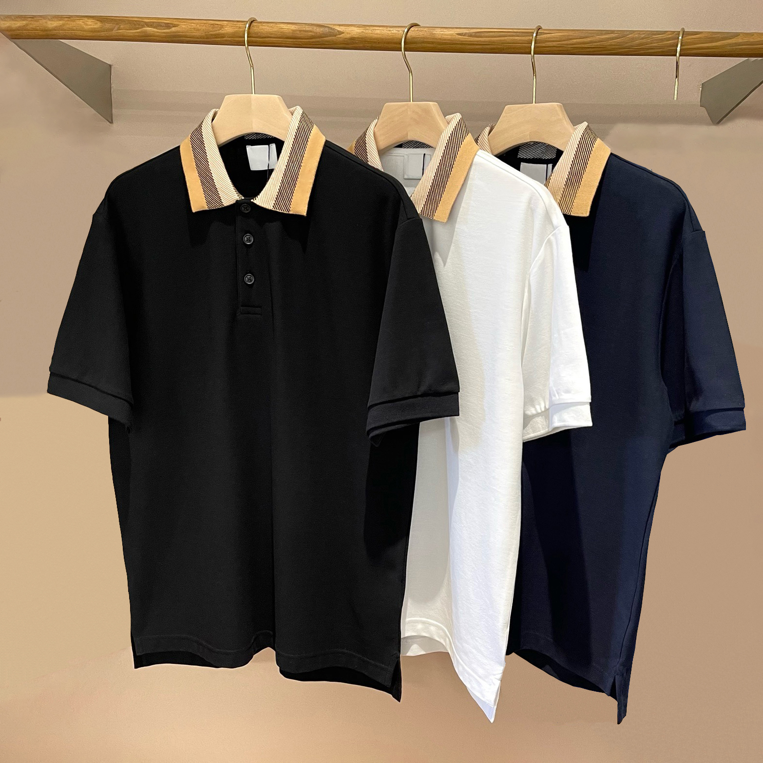High quality designer men's cotton T-shirt polo shirt men's printed polo shirt fashionable versatile business party top shirt