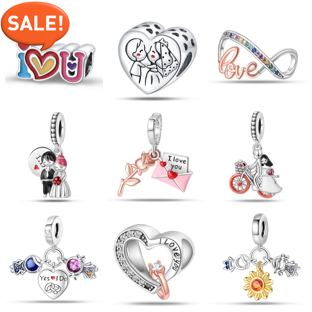 S925 Silver DIY Jewelry Accessories Bracelet Charm Beads Couple Gift Wholesale