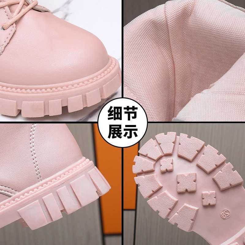 Girl Boots Students Beige Warm Pink Boots Tall Canister Shoes Children Fashion Flat Boots Size 27 To 37 Black Plush Shoes Winter XJ250812