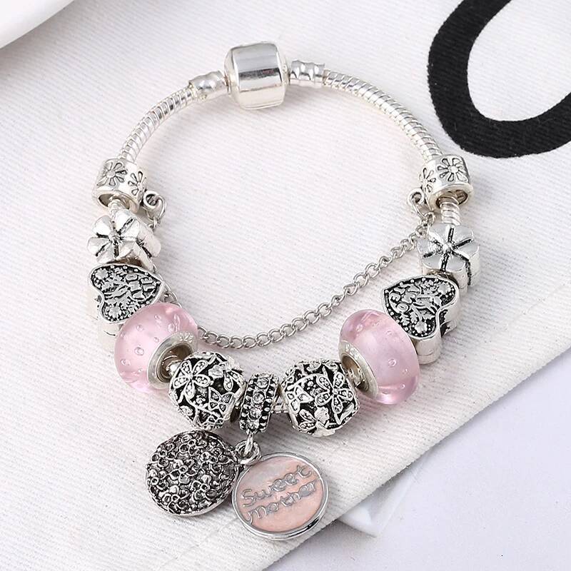 Sier Plated Charm & Bangle With Key Lock Crystal Pendant Ball Bracelet For Women Wedding Valentine's Day Jewelry Gift