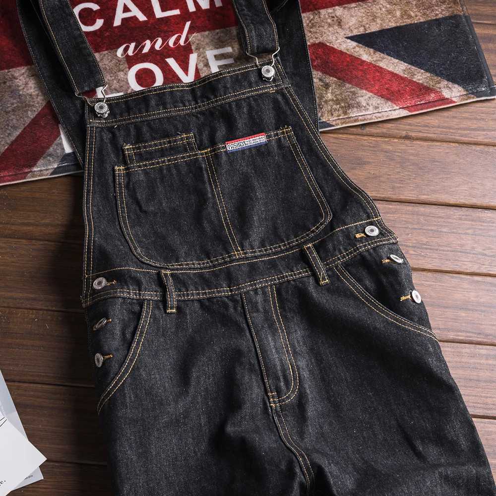 Mens Denim Bib Overalls Casual Working Clothing Black Cotton Jeans Pockets Cargo Coveralls Dungarees X250812