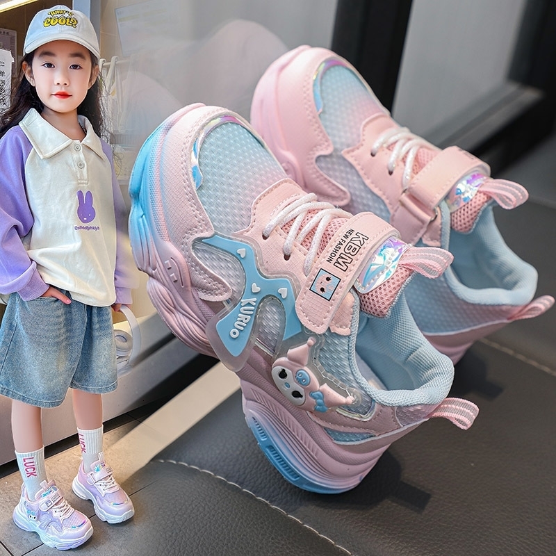Breathable childrens pink sneakers relaxing outdoor comfortable and soft girls running shoes purple w250725