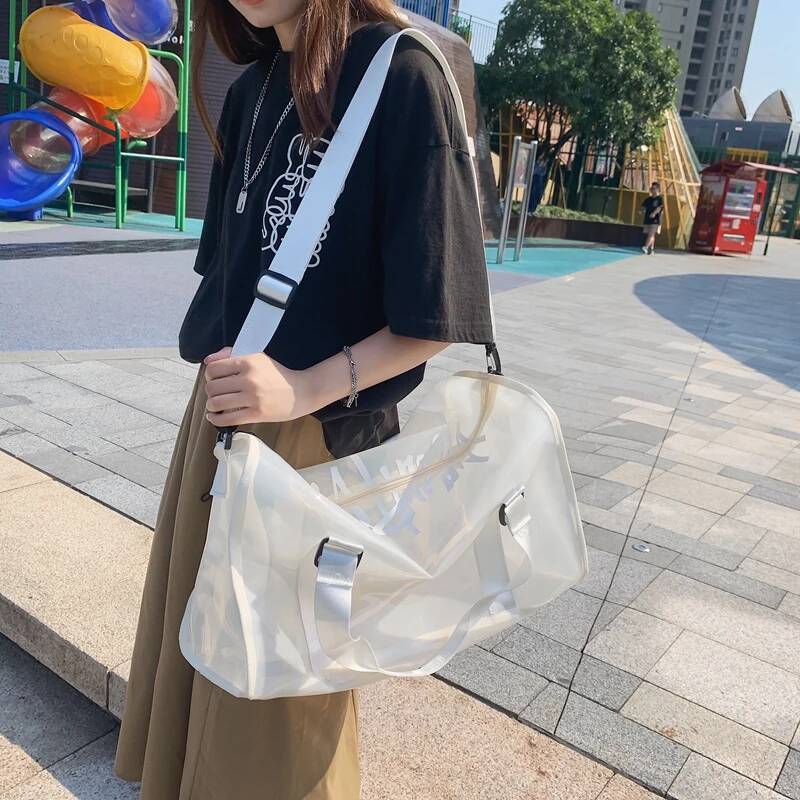 Waterproof Transparent PVC Duffle Casual Journey Shoulder Bag for Women Men Large Capacity Tote Leisure Travel Handbags