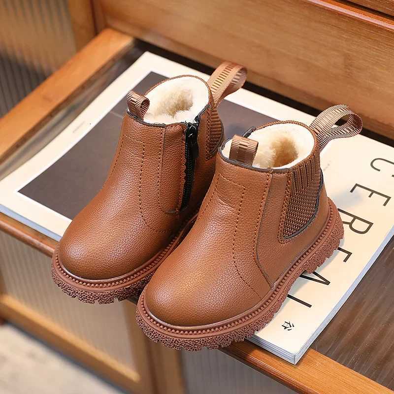 Winter Children Short Cotton Shoes Boys Girls Soft Sole Padded Snow Martin Boots Kids Non Slip Comfort Casual PU Leather Boots XJ250812