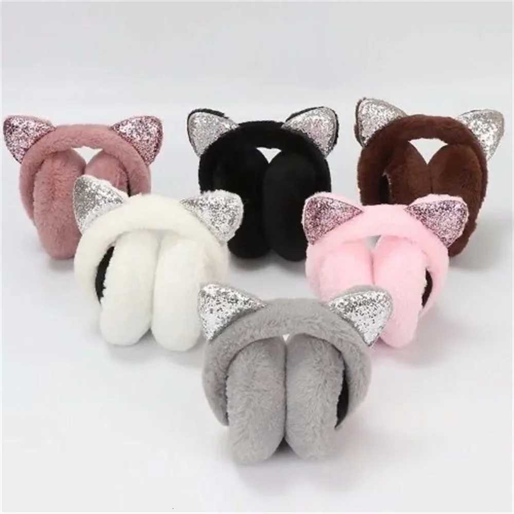 Winter Warm Plush Earmuffs for Women Girls Children Riding Ski Ear Protection Cartoon Cute Cats Ears Fur Soft Cashmere Earflaps XJ250812
