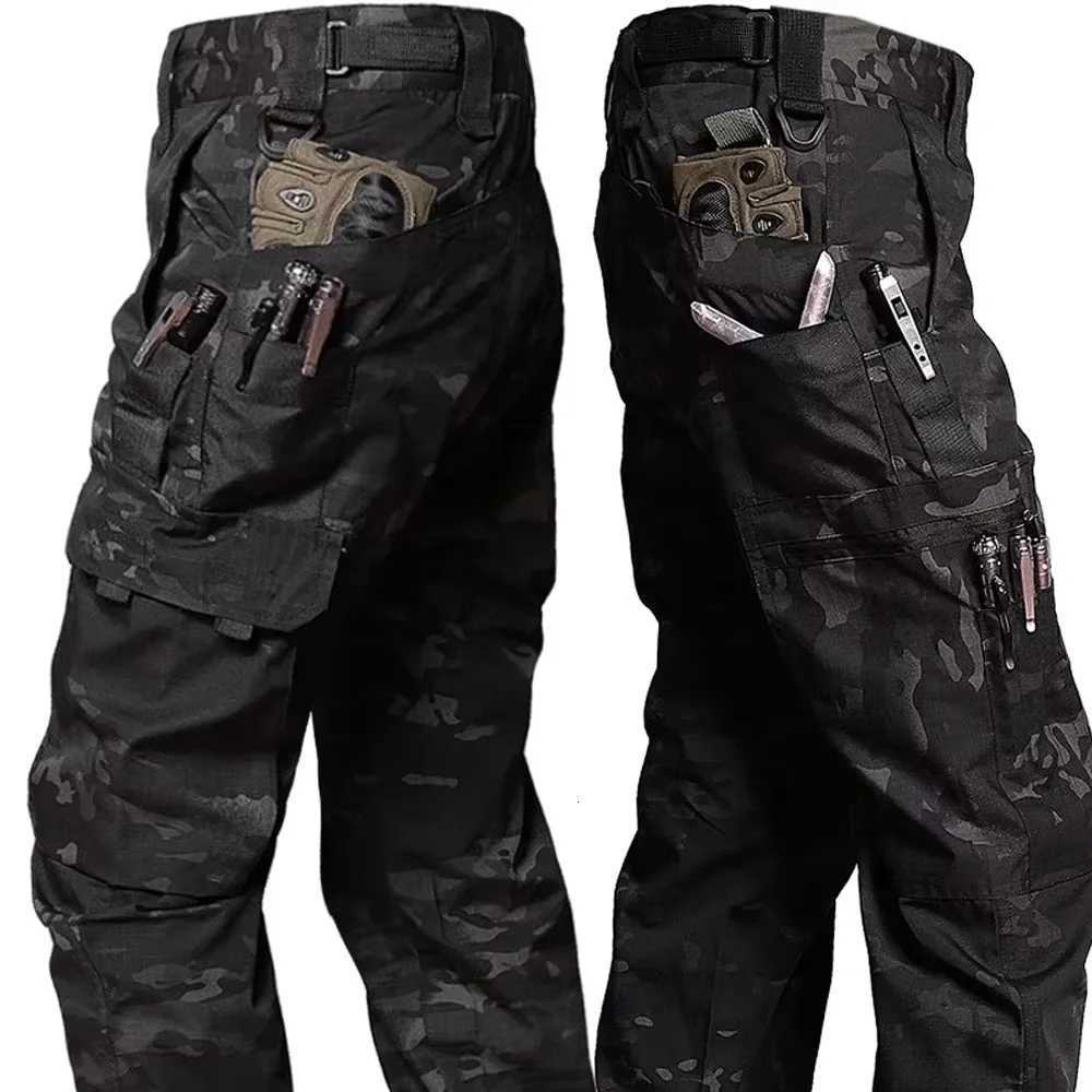Mens Tactical Pants Outdoor Work Casual Cargo Trousers Waterproof Multi-pocket Wear-resistant Outdoor Training Trousers X250812