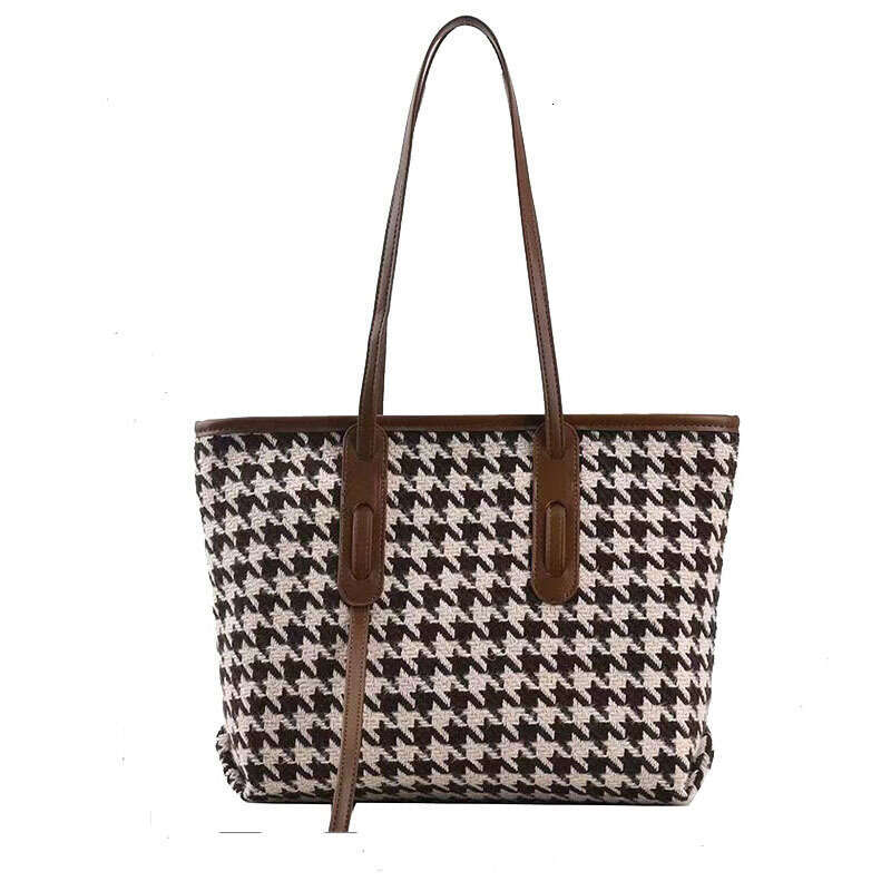 Spring Summer New Tote Houndstooth Trendy Simple Elegant Shoulder Large Capacity Women's Bag B5