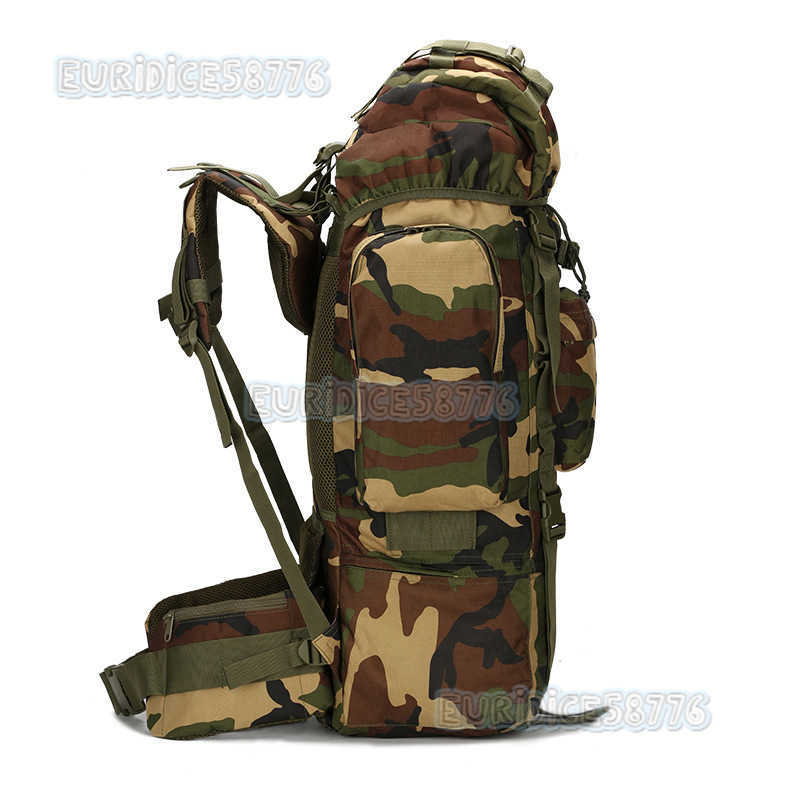 65l Large Capacity Mountaineering Bag Outdoor Supplies Camping Bag Hiking Waterproof Cover Camouflage Backpack H250811