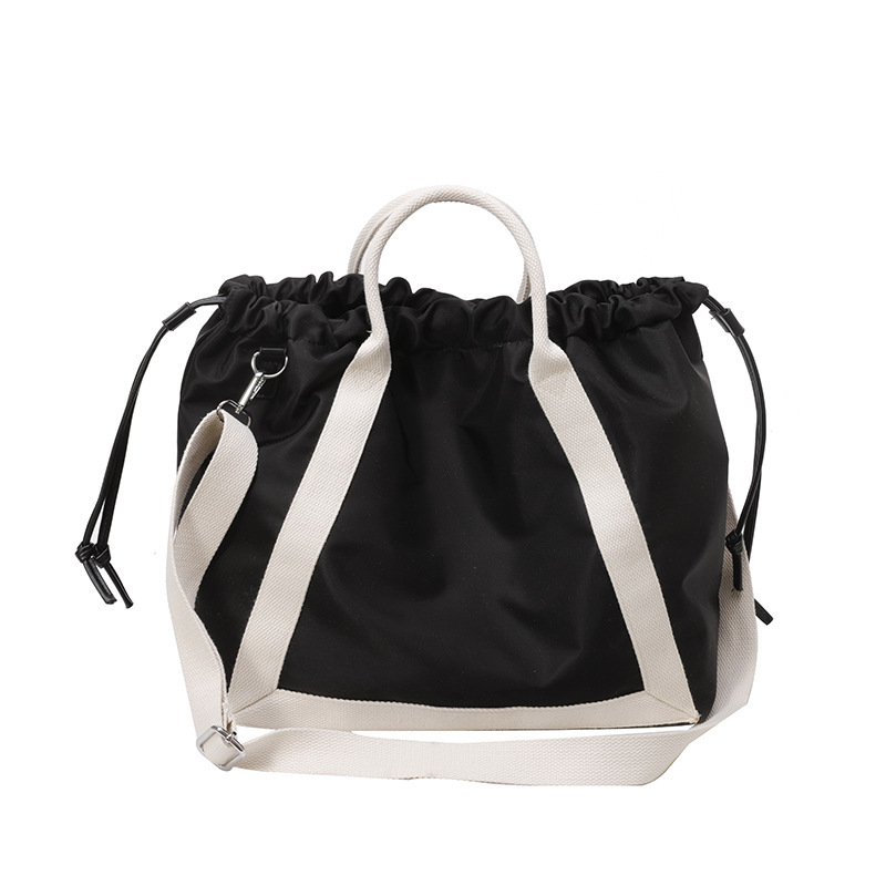 Spring New Korean and Japanese Style Dual-Use Nylon Large Capacity Shoulder Color-Block Commuter Tote Trendy Bag