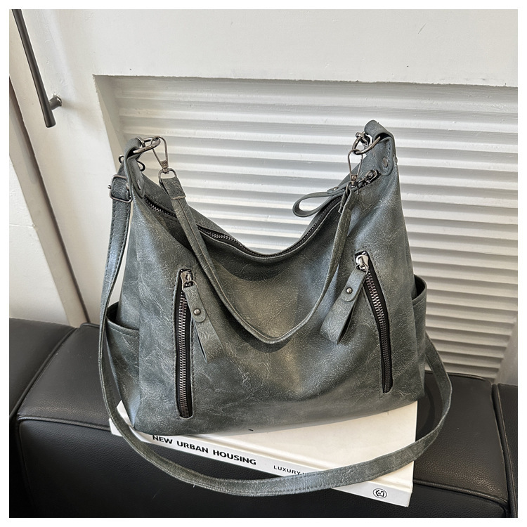 Textured Large Capacity Multi Zipper New Autumn Casual Simple Single Shoulder Commuter Tote Crossbody Women s Bag ddmymarket