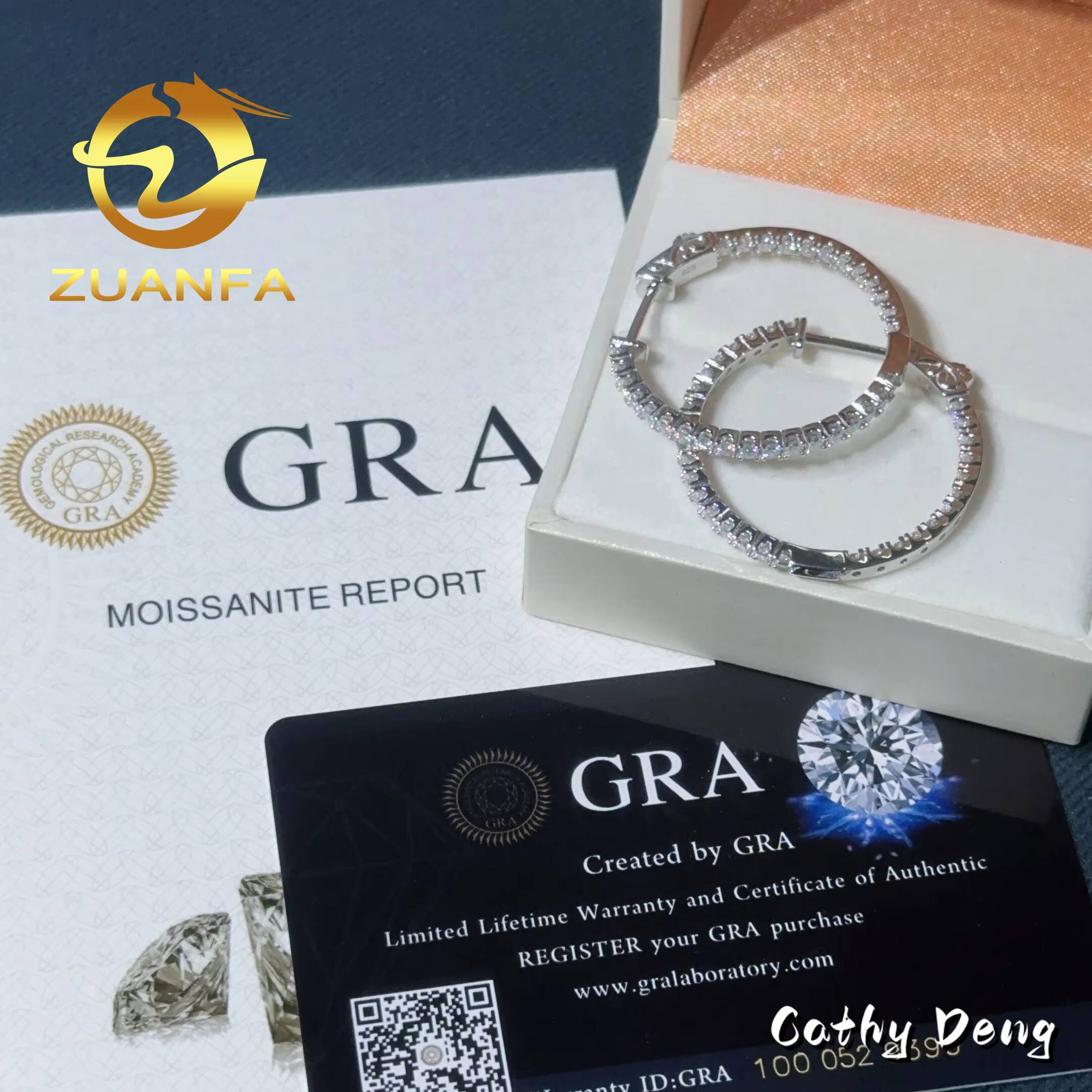 Fashion Women Jewelry Moissanite Earrings 18k Gold Plated 2mm Round Moissanite Earrings Hoop 925 Sterling Silver Crew Back